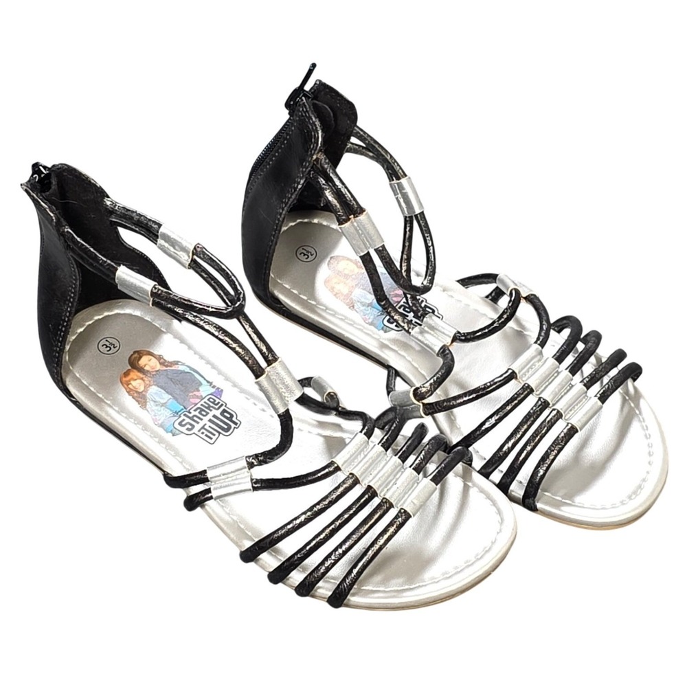 Disney Shake It Up‎ Gladiator Sandals Girl's Size 3.5 Black Silver Strappy Flat